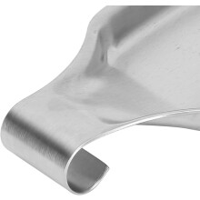 Repose-cuillère élégant en acier inoxydable, crochet dissimulé pour un rangement pratique, construction robuste avec bords lisses pour une