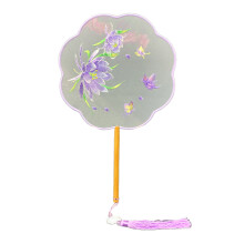 Ancient Styles Hand Fan Embroidery Long Handle Tassels-07G