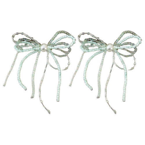 Boucles de chaussures en perles élégantes avec des-Vert clair