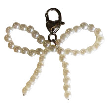 Sweet Pearls Beaded Bowknot Shoelaces Charm Fashion-White