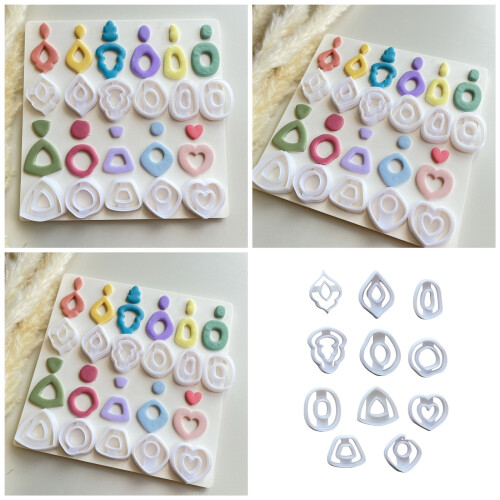 11pcs Organic Clay Earring Cutter Set Unique Geometric Irregular 1
