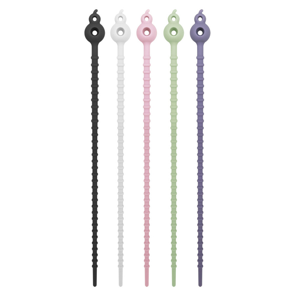 Pack Of 5 Colorful Silicone Cord Wraps Flexible Rubber Cable 7732000783166