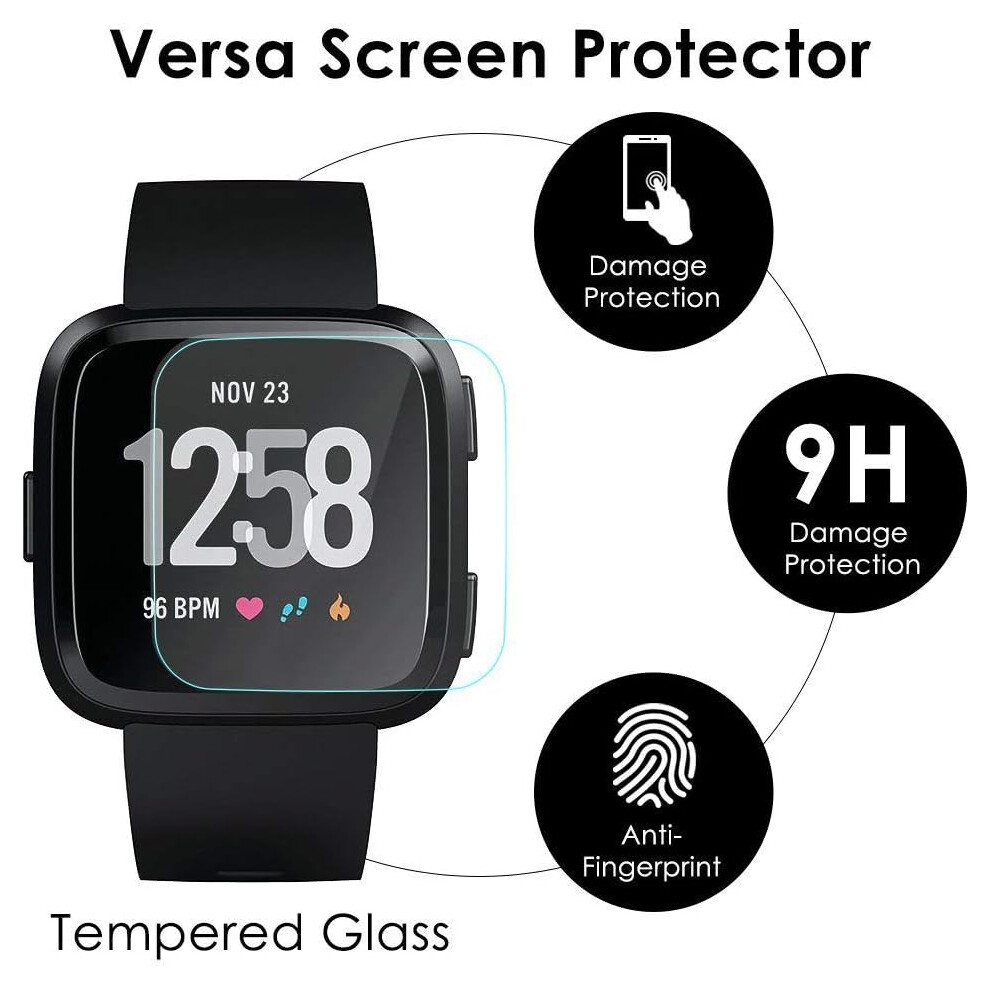 High Definition Clarity Screen Protector, Tempered Glass For Fitbit Versa Versa Lite, Crystal Clear Scratch Resistant Display Cover, Easily 9169997023568