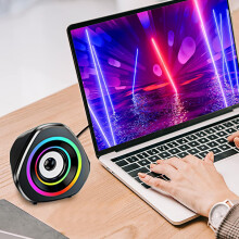 RGB-Mini-Gaming-Lautsprecher, kompaktes Design für Musik, Filme und Spiele, hochwertige Kunststoffe für vibrationsfreien und stabilen Betrieb,