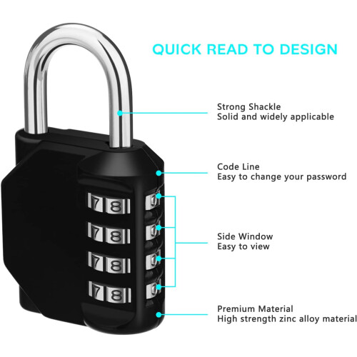 Keyless Convenience: Portable 4 Digit Resettable Outdoor Waterproof Combination Lock 2