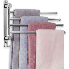 Barre porte-serviettes pivotante en acier inoxydable peu encombrante, accessoire mural robuste et antirouille, style contemporain avec vis