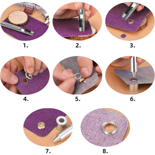 Kit d'œillets facile à utiliser, œillets métalliques de 14 mm pour toiles et bâches, solution de réparation complète avec instructions 2