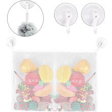 Organizzatore per giocattoli da bagno, borsa a rete per un ambiente bagno più sano con design ad asciugatura rapida, ganci a ventosa robusti e