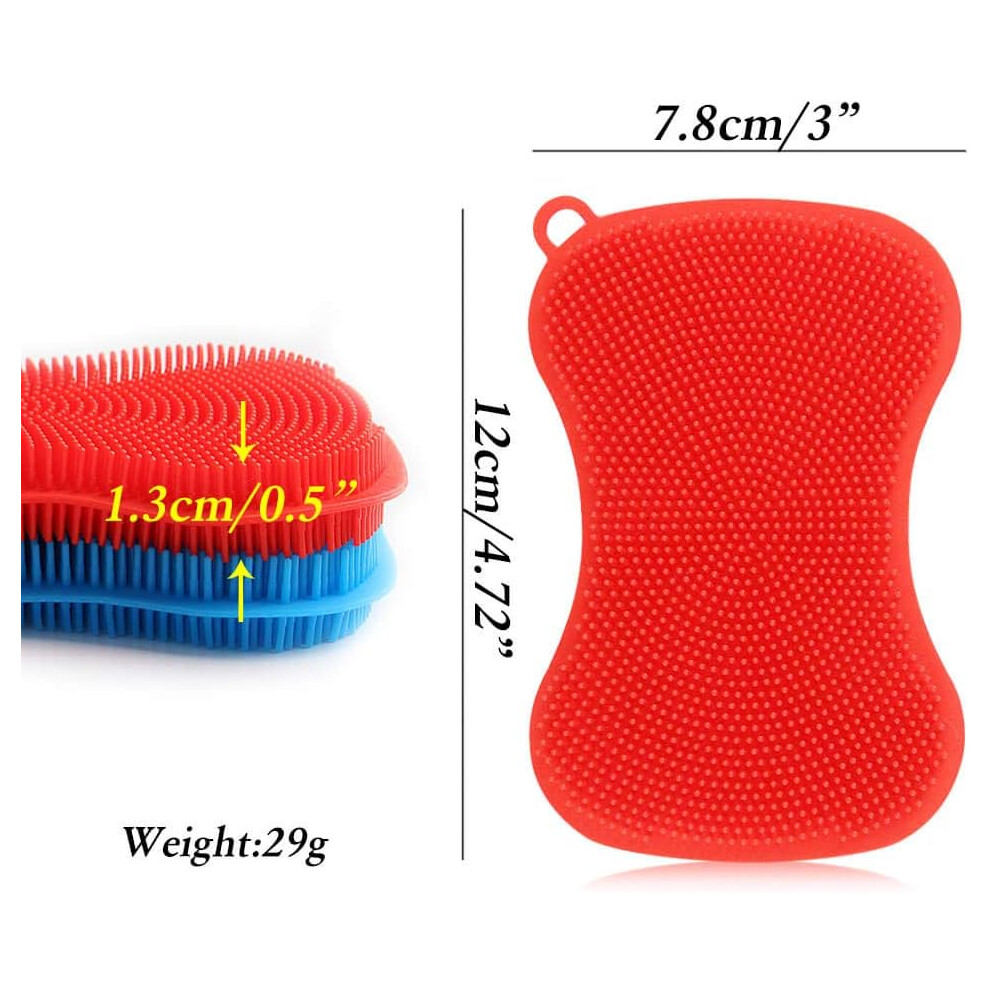 Premium Multipurpose Silicone Sponge, Heat Resistant Non-porous Silicone Scrubber For Kitchen, Bath And More, Easy To Clean And Quick Dry (3Pcs)
