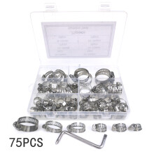 Heavy-Duty Hose Clamp Set, Adjustable 8-38mm Range, 304 Stainless Steel Worm Gear Clamps For Chemical Machinery Pipeline