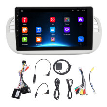 Autoradio met touchscreen, wifi, Bluetooth, GPS, draadloze verbinding en Android Auto voor Fiat 500, Android 12, quad-core processor, gesplitst