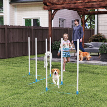 PawHut Dog Weave Pole Set Agility Starter Kit Pet Outdoor Exercise Training Set