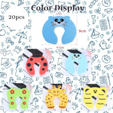 Protezione per porte anti-schiacciamento delle dita per la sicurezza dei bambini, design con animali dei cartoni animati luminosi e colorati,
