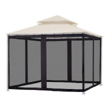 Durable Gazebo Netting, Universal Weather-Resistant, Protects Against Mosquitoes, Easy Install Zipper Entry, Fits Most Gazebos, 10x10 Canopy (Brown)