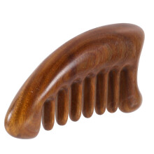 Gua Sha, natuurlijke groene sandelhouten meridiaanmassagekam voor hoofdhuidtherapie, antistatisch, comfortabele massage-ervaring, huidvriendelijk