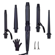 Reisefreundliches 5-in-1-Lockenstab-Set, heizt sofort auf, einstellbare Temperaturen für sicheres und bequemes Styling überall