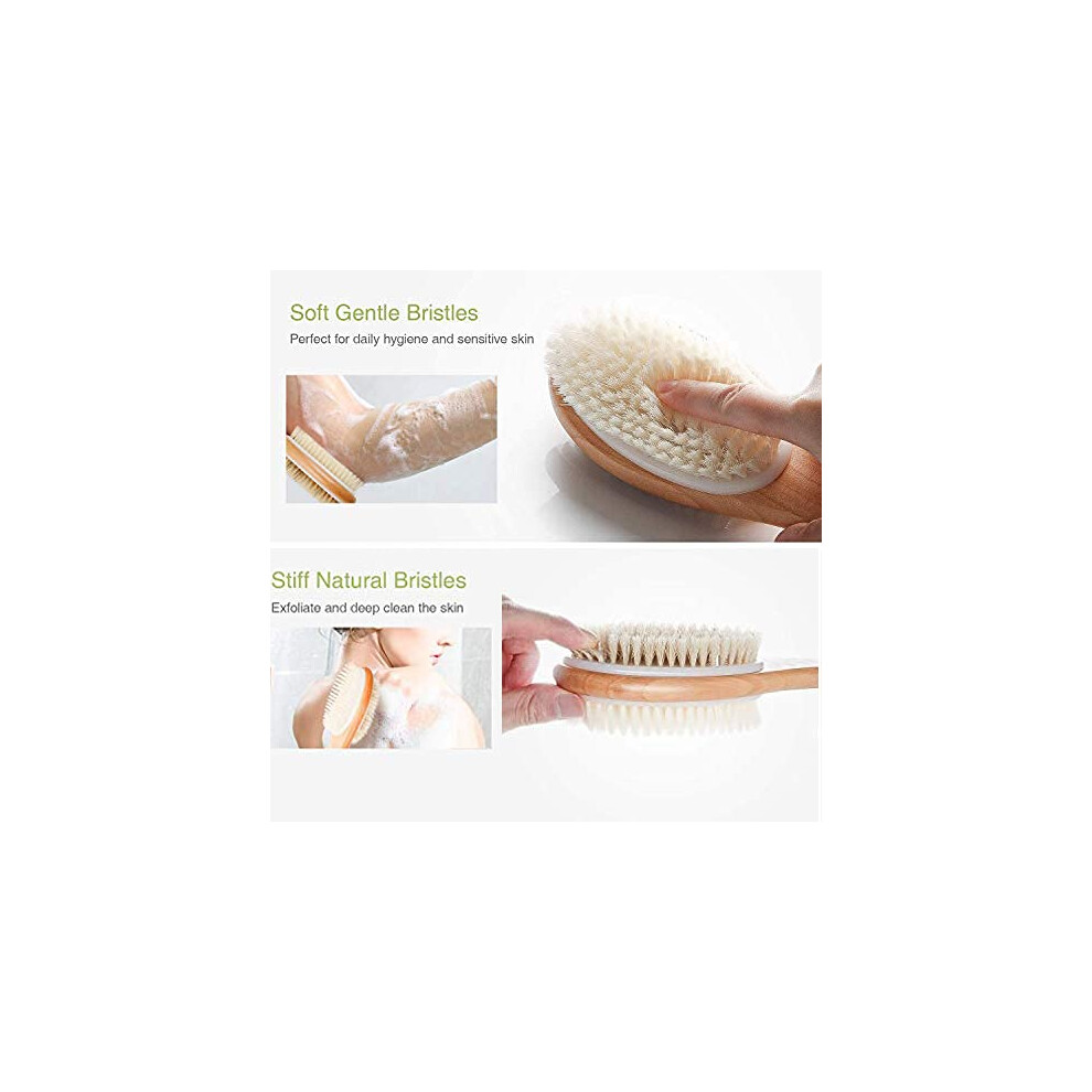 High Quality Material Handle for Shower Brush, Innovative Wooden Handle with Non-Slip Silicone Pads Ensures Safe & Comfortable Grip, Double-Sided