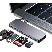4K HDMI-adapter for MacBook Pro/Air, multiportadapter for høyhastighets filoverføring, støtter tilkobling til tastatur og mus, grå