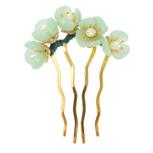 Elegante accesorio para el cabello para la mayoría de las niñas, horquilla de aleación de jade con decoración floral atemporal, horquilla de