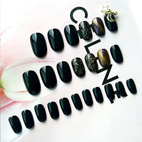 Προσαρμόσιμα Artisan Coffin Nails, Επαναχρησιμοποιήσιμα γυαλιστερά μαύρα ακρυλικά νύχια 2
