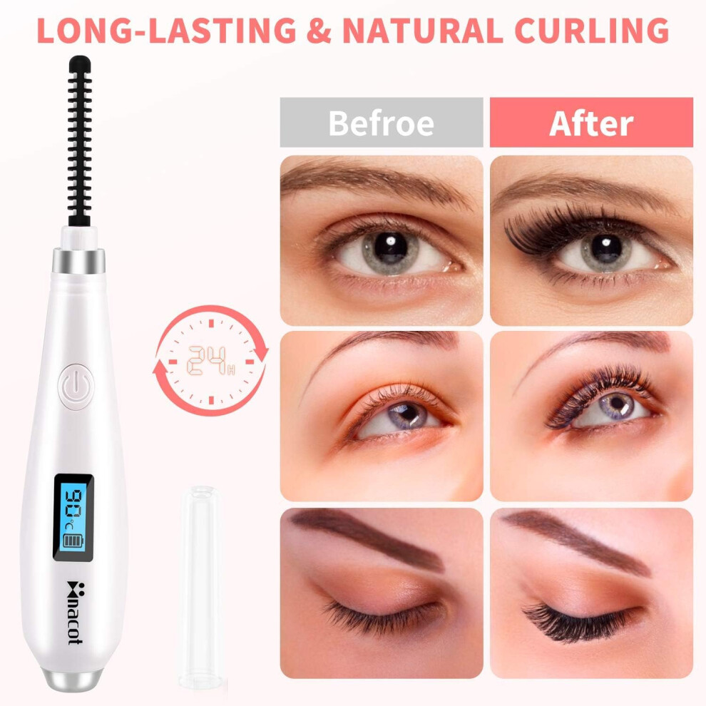 Eyelash Curling Wonder, Ceramic Heat-up Heated Eyelash Curler, Safety-First Design, Quick Heat-up for Instant Glamour, Convenient Auto-Shut Off,