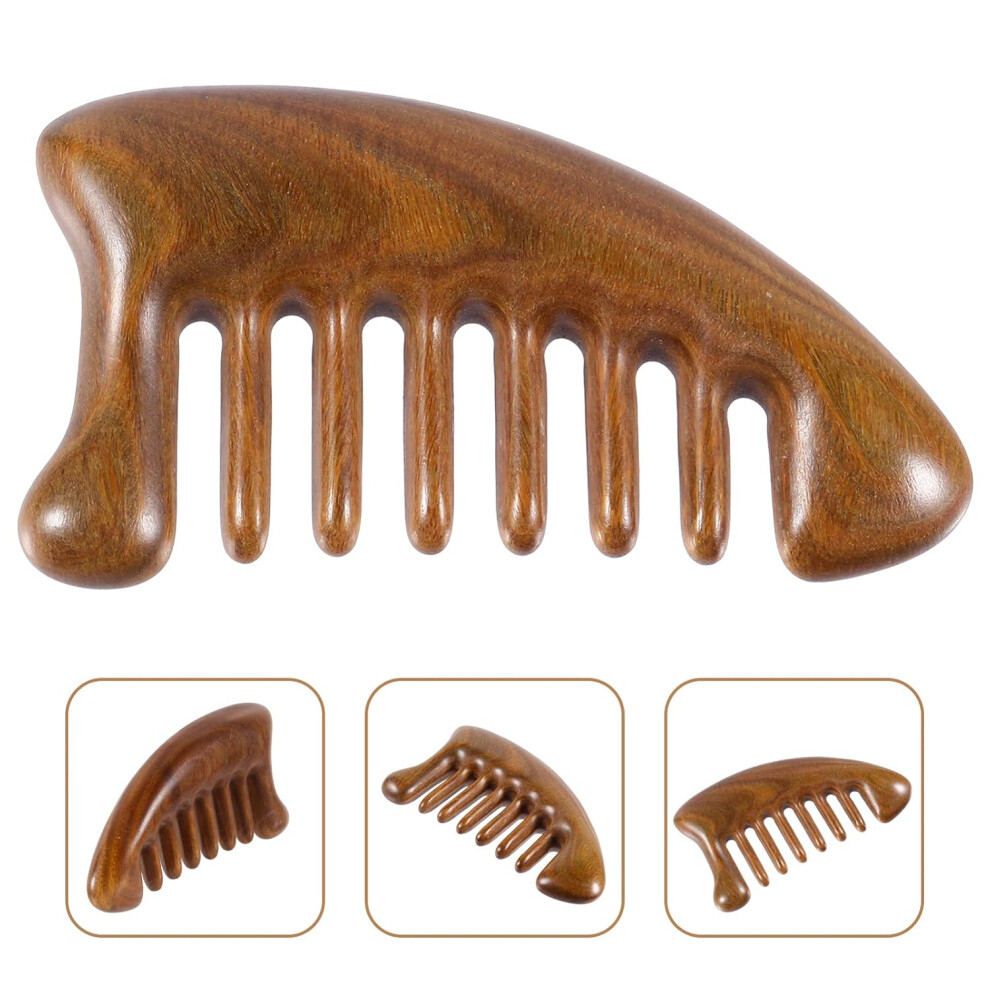 Green Meridian Massage Comb, Promote Blood Circulation With Natural Sandalwood For Head Scalp Therapy, Reduces Stress, Alleviates Fatigue And