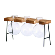 Jardinière en verre transparent, Vase à ampoules, fleurs,-3