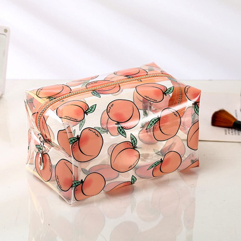 Cute Makeup Bag Transparent Portable, Large Capacity Pen Bag for Travel Toiletries, Waterproof Cosmetic Storage with Perfect Design Zipper Top, Clear