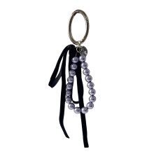 Ribbon Bowknot Pearls Charm Keychain Decoration Jewelry-Purple