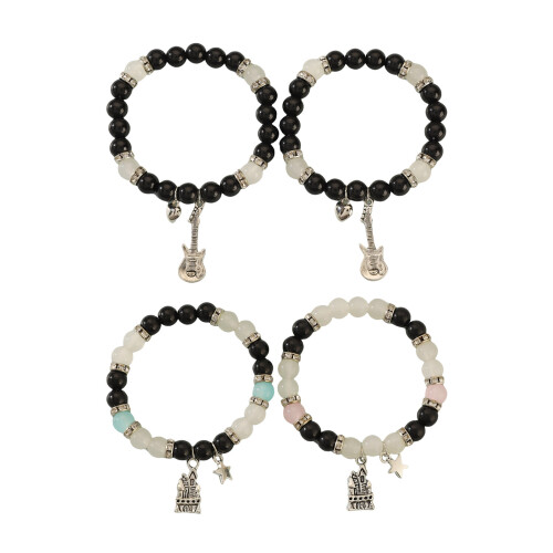 2Pcs Glass Beaded Elastic Adjustable Length Couple-6063 B 1