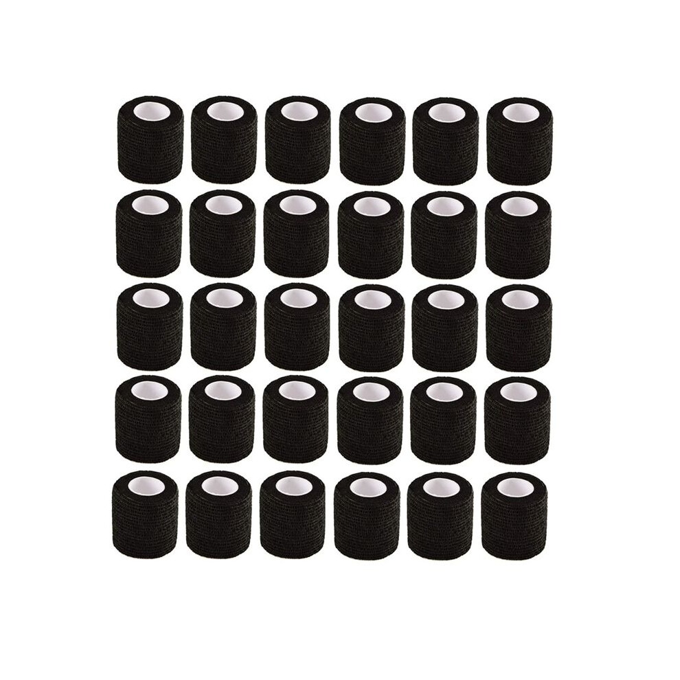 Exogio Black 30Pcs Elastic Self-Adhesive Bandage 5 Cm Sports Fixed Elastic Bandage For Sports Injuries And Pet Treatment