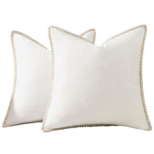 Soft Throw Pillow Covers 18x18 Set of 2,Neutral Decorative Pillow Covers with Stitched for Couch Sofa Bed