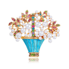 Strass-Blumenkorb-Brosche für Damen, Bunte Kristall-Blumenkorb-Brosche