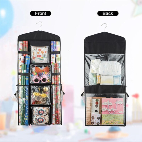 Wrapping Paper Organizer - Hanging Gift Wrap Storage Container, Double-Sided Wrapping Storage over Door Organizer 2