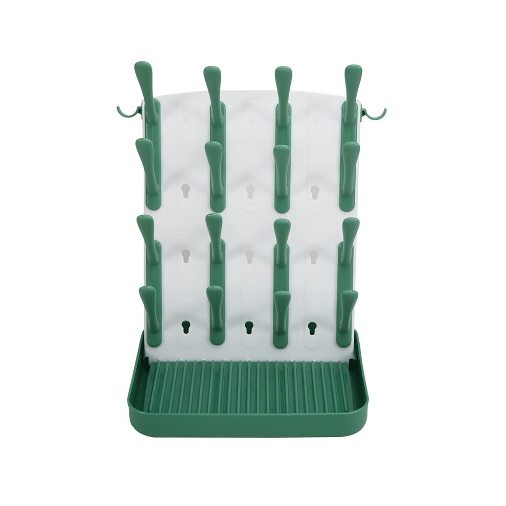 Baby Bottle Drying Rack,Vertical Space Saving Countertop Holder-Capacity For 16 Bottles,Baby Accessories Organizer Green Exogio
