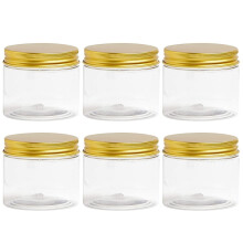 6Pcs Frasco de Plástico com Tampa, Frasco Transparente com Tampa, Frasco de Plástico Mason, Recipiente de Armazenamento de Cosméticos, Frasco de