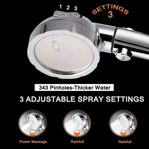 High Pressure Shower ,Handheld Showerhead with /Off Full Shutoff Push Button Angle-Adjustable Water Saving Sprays 2