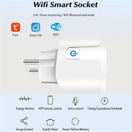 Tuya WiFi   Eu Plug 20A Power Monitor  with Timing Function 2