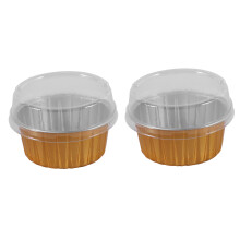 200 Unids Desechables Tazas para Hornear de Papel de Aluminio Crema Brulee Postre Tazas de Magdalena con Forma Ovalada con Tapas Herramientas para