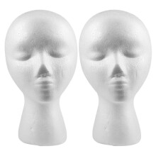 2X 27,5 x 52cm unecht / Mannequin Kopf Weiblicher Schaum (Polystyrol) Aussteller fuer Cap, Kopfhoerer, Haarzusaetze