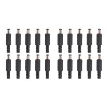 20Pcs 5.5X2.1mm Male Solder Tip Plug Jack Straight Connectors for Power Supply LED Lights Black