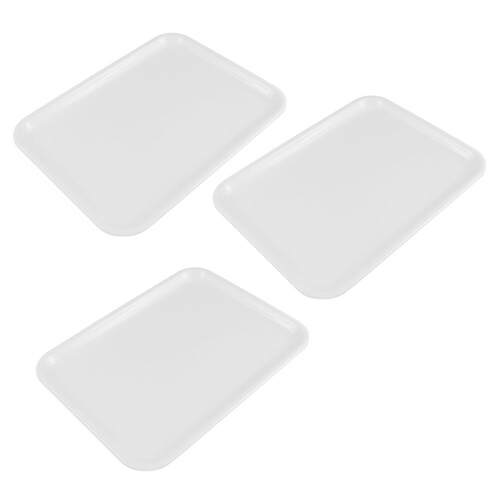 3pcs 10 Inch Long Rectangle Shape Serving Tray Made of Plastic White 1