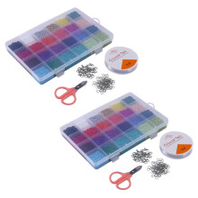 Perline in Vetro Multicolore da 2 mm 48000 Pezzi con Fermagli per Aragosta, Anelli per Saltare Aperti E Cordino Elastico in Cristallo