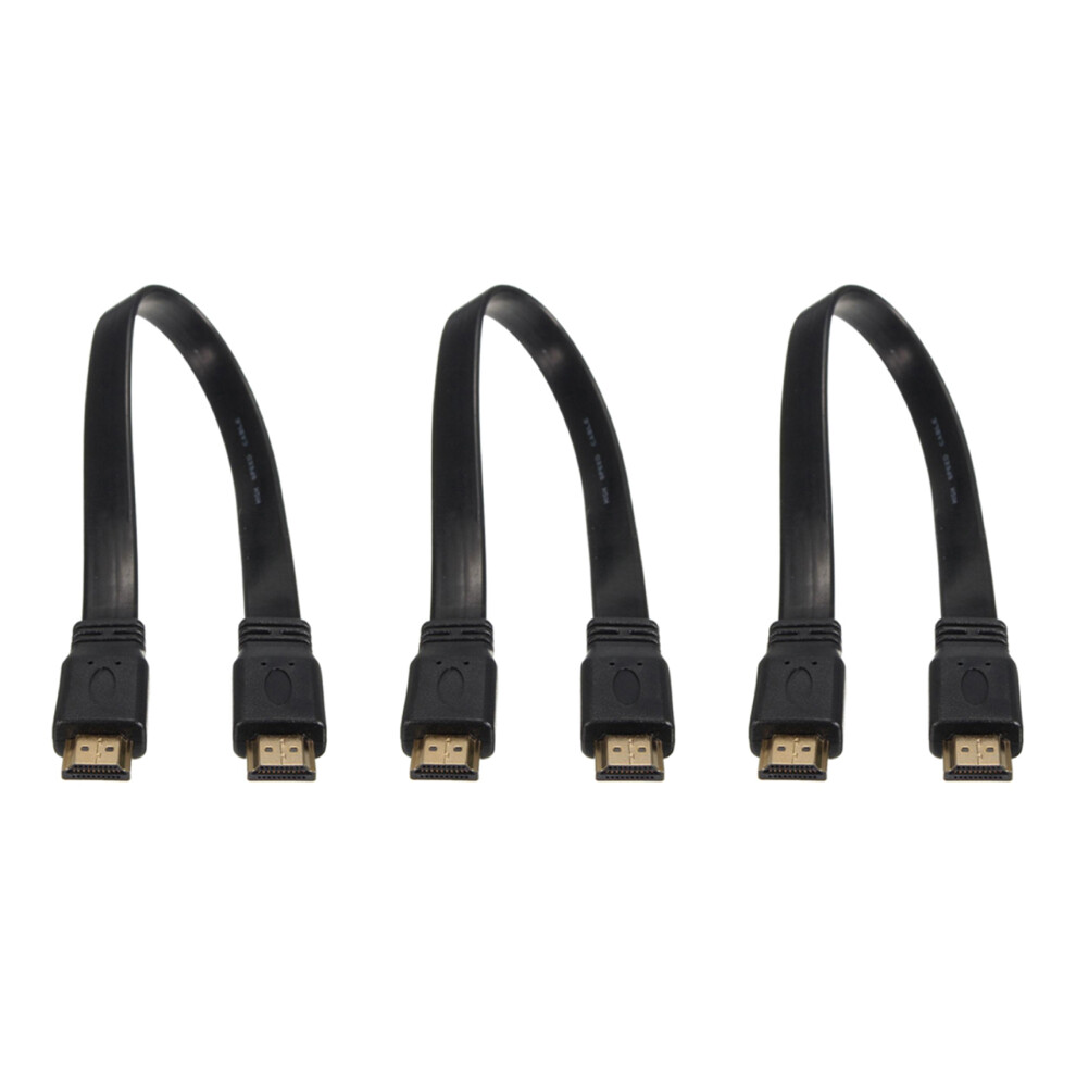 Exogio 3X Short Male To Male Plug Flat Cable Cord Full Hd For Audio Video Hdtv Tv Ps3