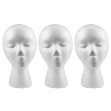 3X 27.5x52cm Manequi / Maniqui de Cabeza Mujer de Espuma(Poliestireno) Expositor para Gorro,Auriculares, Accesorios de Pelo Y Pelucas Foam Mannequin