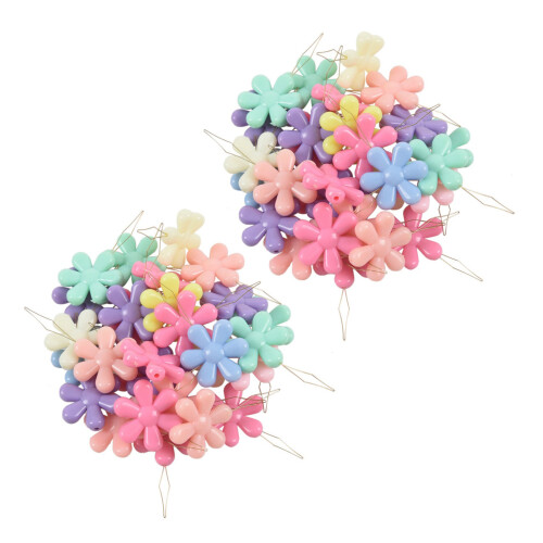 60Pcs Random Color Plastic+Metal Flower  Wire Loop DIY Needle Threader Stitch Insertion Hand Machine Sewing Tool