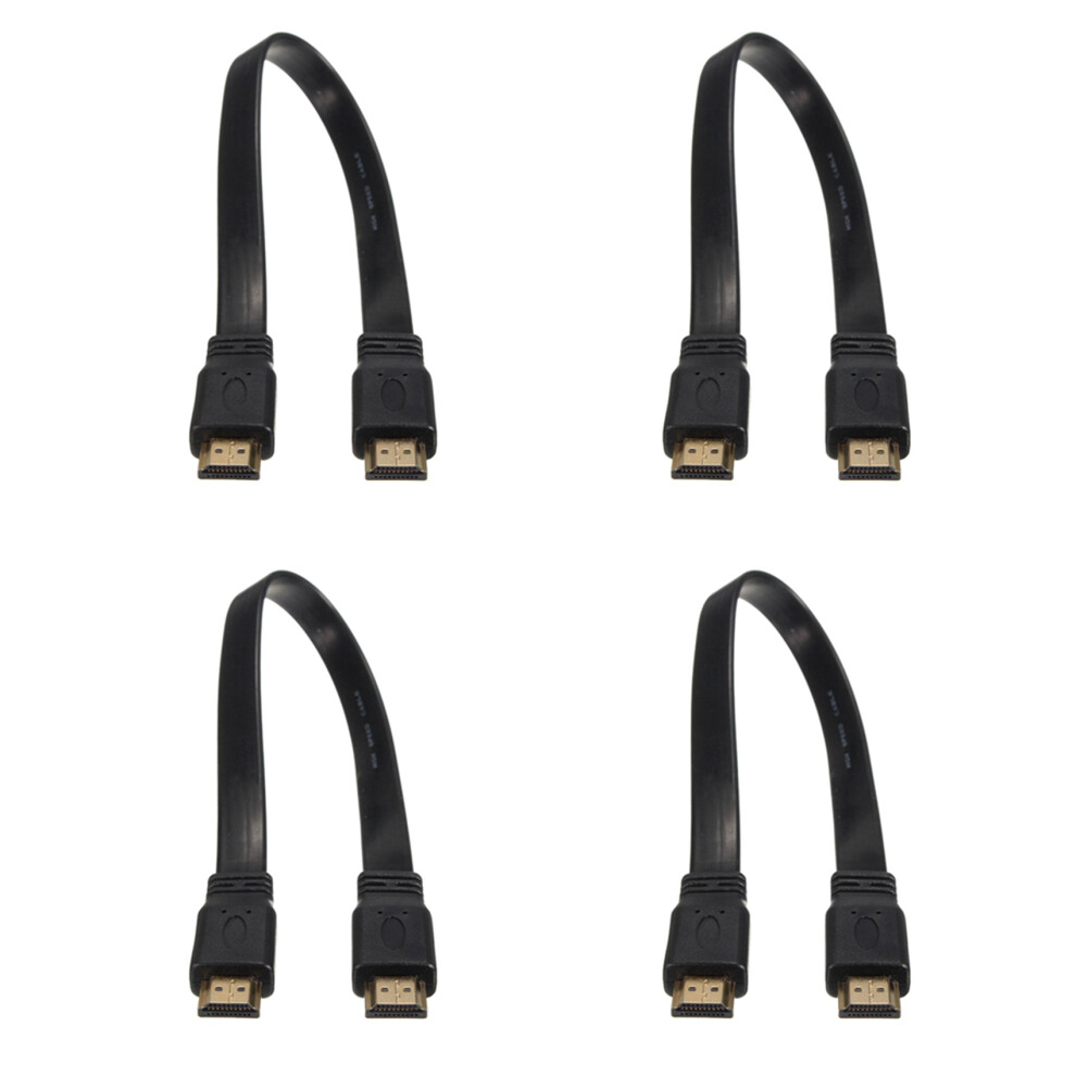 Exogio 4X Short Male To Male Plug Flat Cable Cord Full Hd For Audio Video Hdtv Tv Ps3