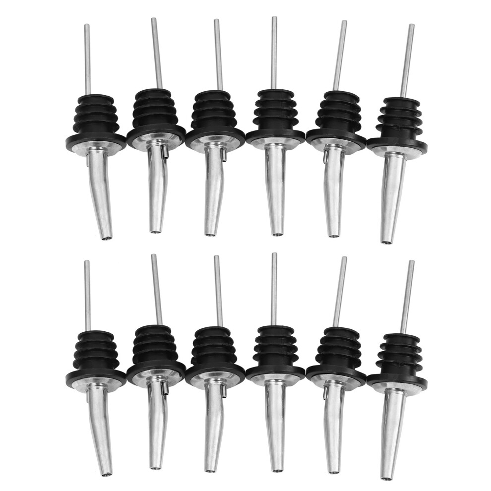 12Pcs Stainless Steel Spirit Wine Bottle Pourer Stopper Free Flow Liquor Cocktail Silver Typecat