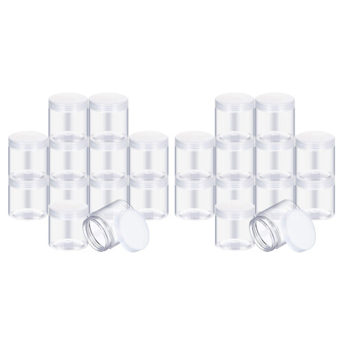 Empty 24-Pack Transparent Plastic Storage Spice Jar Wide Mouth Plastic Container with Lid for Beauty Products