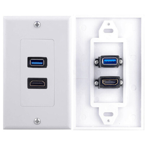 4X 2 Anschluss  + USB 3.0 Haupt Wand Panel Panel Buchse Extender Weiß 2